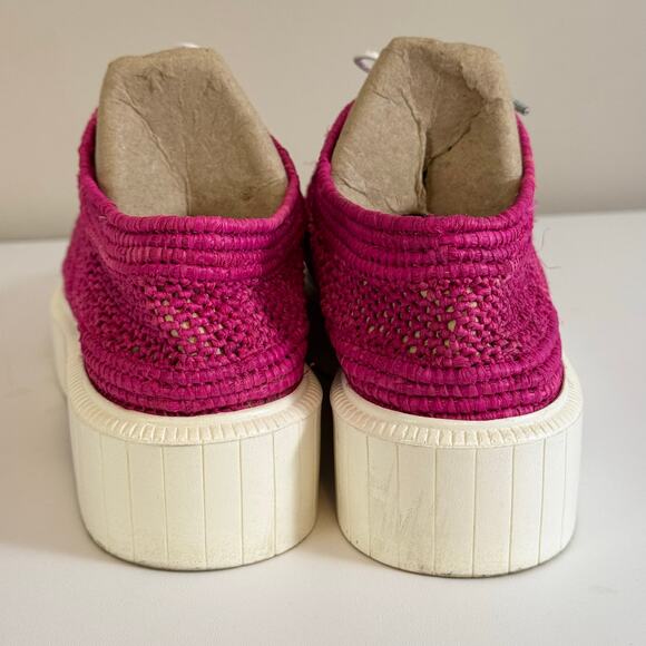 Robert Clergerie Raffia Loafers Platform Shoes Womens 38 US 7.5 Pink White Mesh - Picture 6 of 11